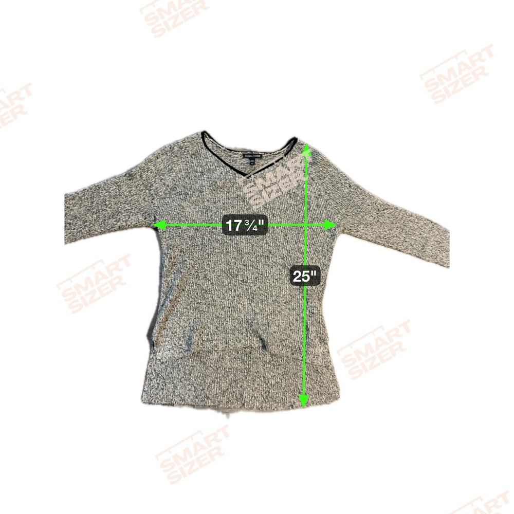 Eileen Fisher‎ Marled Knit Sweater M Gray Organic Linen Wool V-Neck High Low - Picture 7 of 7